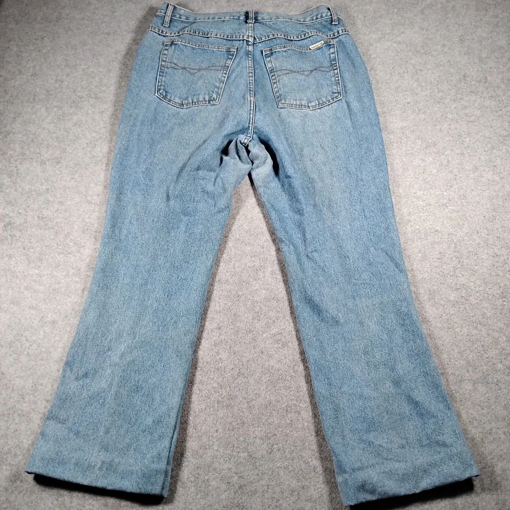 Zana Di Embroidered Wide Leg Jeans Women's 16 Blue Denim Vintage 90s Y2K Scroll